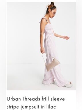 Ruffled Strap Pink & White Stripe Jumpsuit